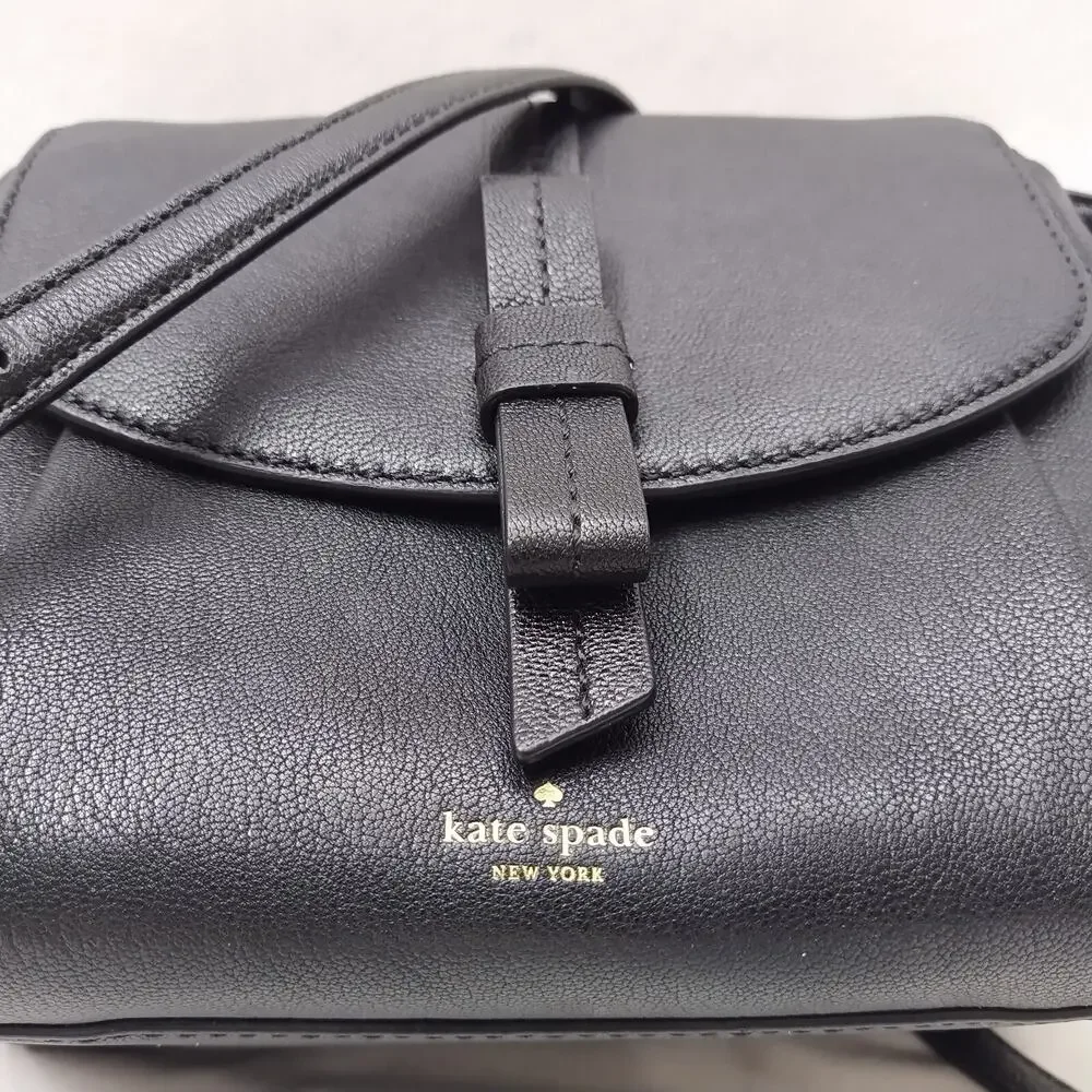 Kate Spade New York Black Leather Flap Closure Crossbody Bag
